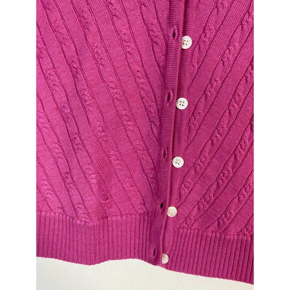 Petite Sophisticate Italian Merino Wool Pink Cable Knit Cardigan Sweater Small - Picture 10 of 16